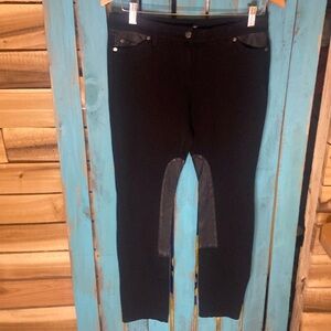 Eileen Fisher equestrian riding pants size 6 black with leather trim